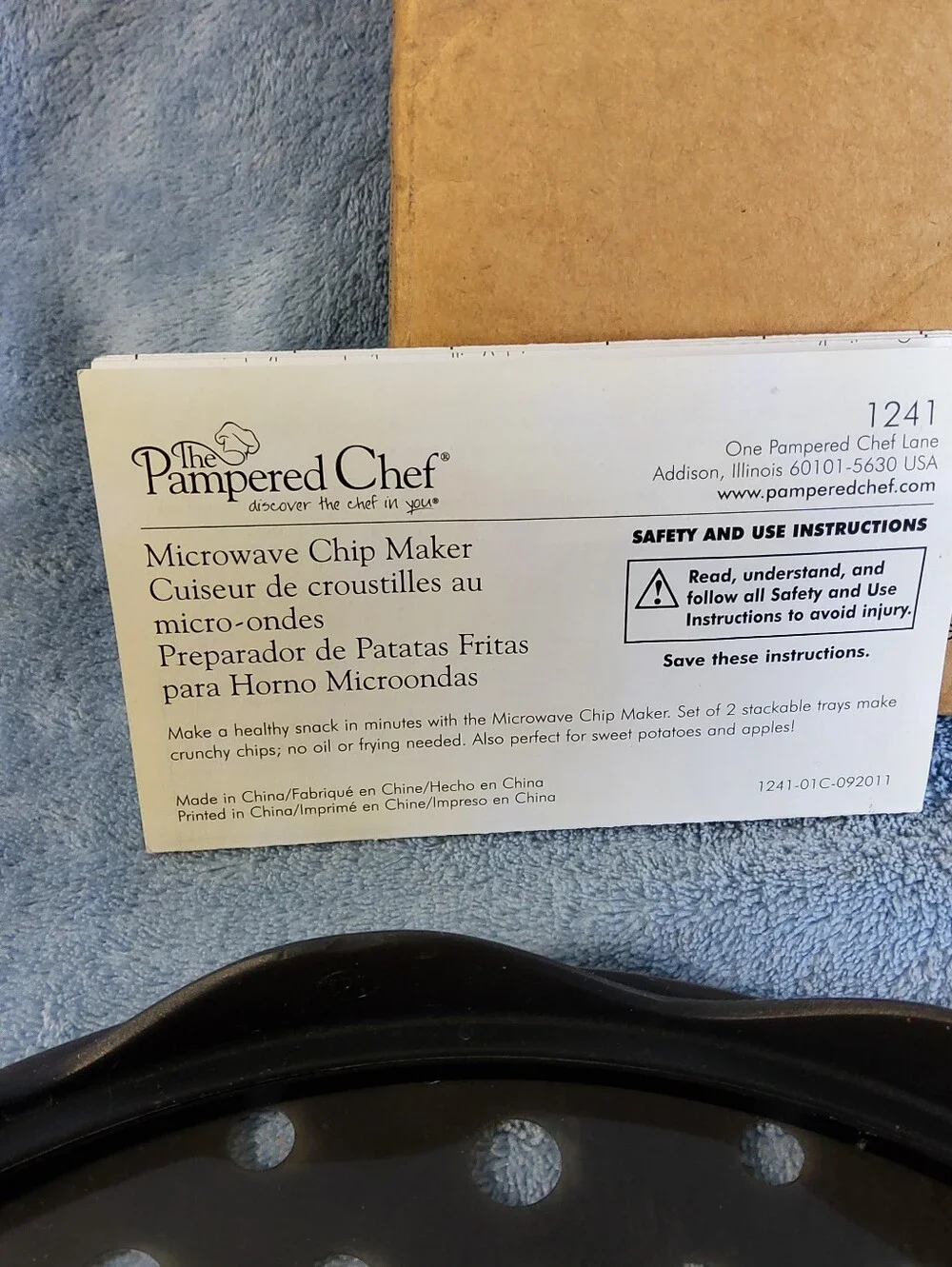 Pampered Chef Microwave Chip Maker Set #1241 Crisping Trays w/ Box & Manual